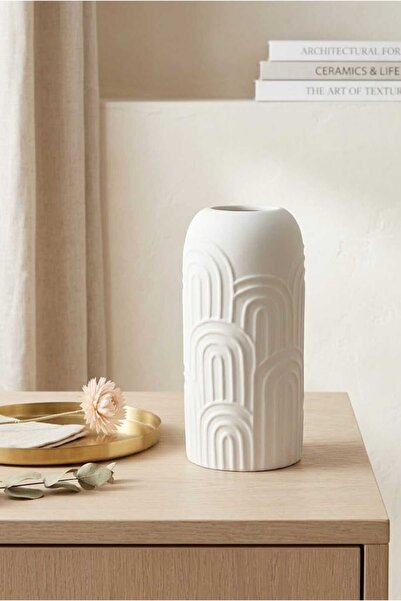 Bella Homes Bohem İskandinav Tarzı Desenli Beton Vazo