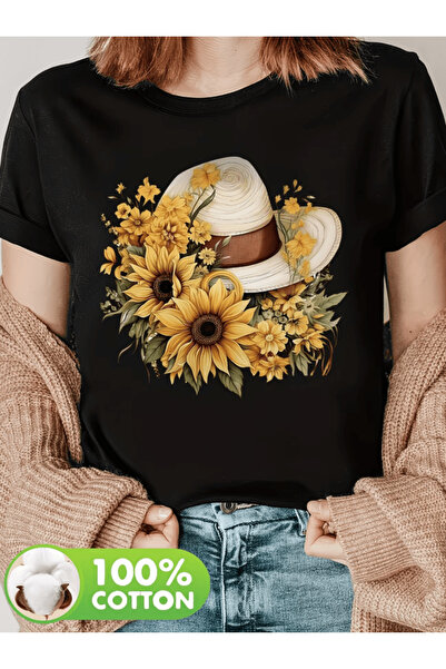 one button قميص تي شيرت مطبوع بطبعة قبعة ديزي فاخرة بحجم كبير