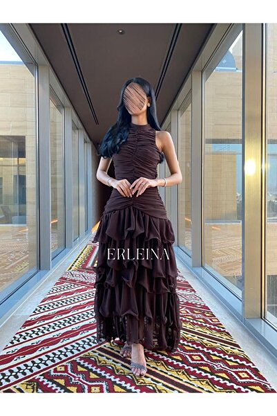 LMAURA Elegant Layered Ruffle Georgette Dress