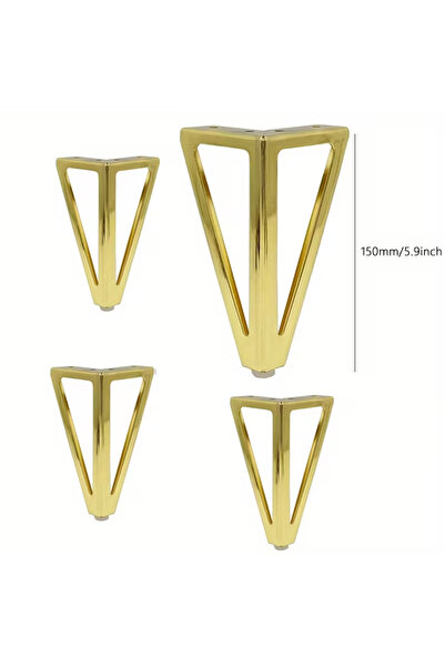 Furniture Legs 4 Pieces Set - 15cm Height Triangular Metal Furniture Legs, He...