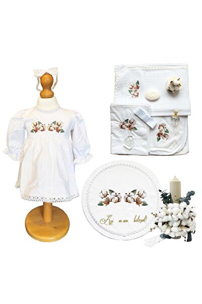 Gardinea Domain Set trusou botez brodat cu flori bumbac pentru fetita Gardine...