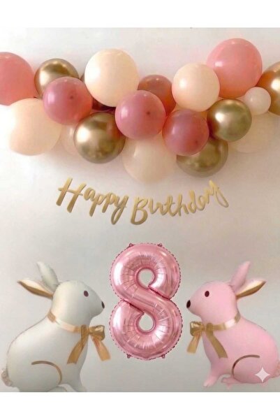 ÇITIPITISTORE Σετ για πάρτι γενεθλίων με μπαλόνια από αλουμινόχαρτο κουνελάκια
