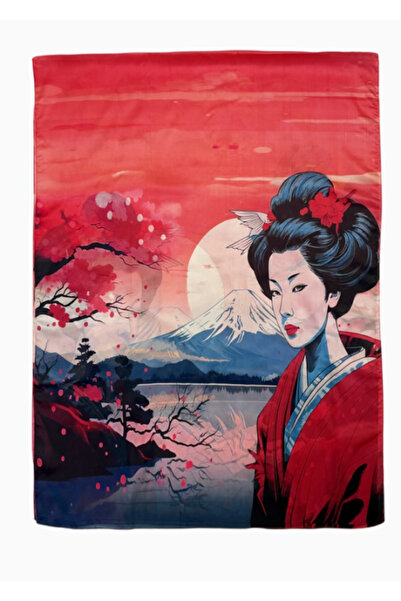OEM "Lady & Mount Fuji" Scarf, Japanese Artistic Print