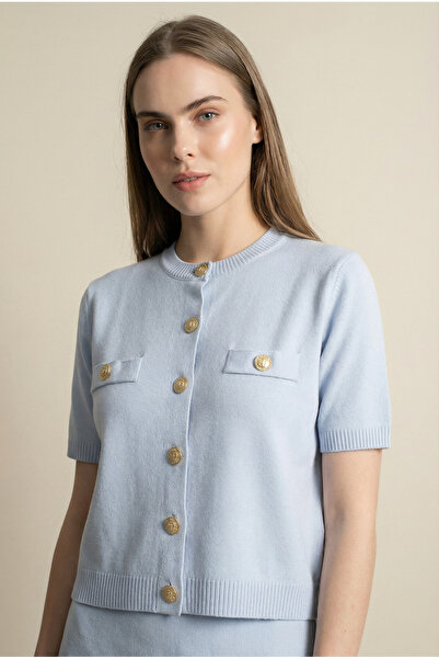 Shophia Gold Buttoned Knitwear Blouse