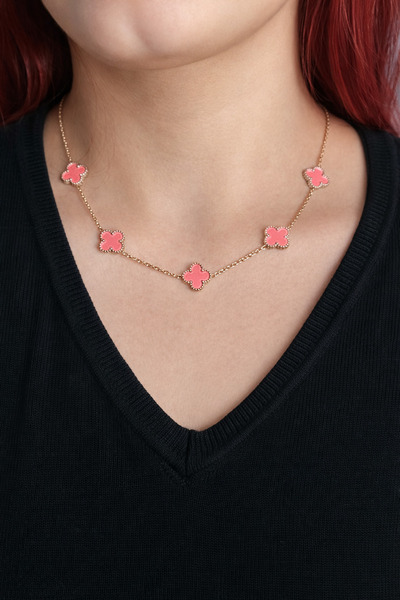 BERF JEWELLERY قلادة البرسيم الوردي