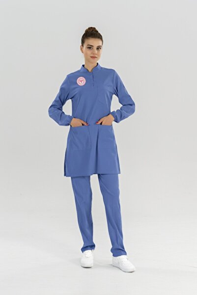 ÇİZGİ MEDİKAL Hijab Cleaning Staff Uniform Scrubs Lycra Set Compliant with Ne...