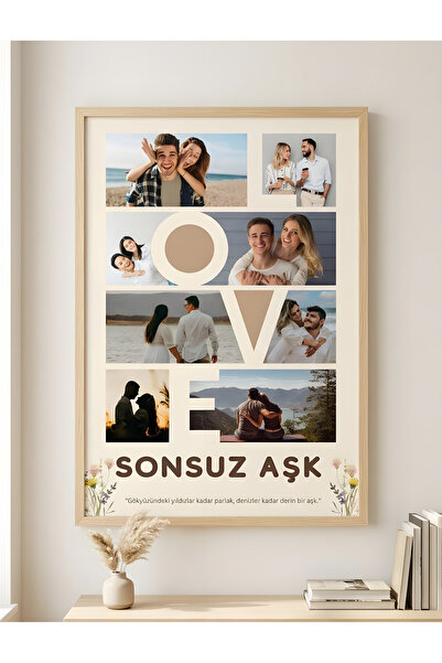 DEKORASOR Romantik Hediye: "Sonsuz Aşk" Mesajlı Kişiye Özel Çoklu Fotoğraflı ...