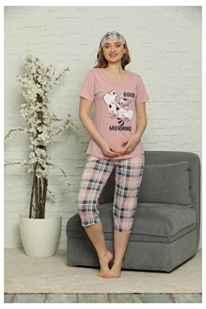 BOYRAZ Women's Spring Pajamas with Sleep Mask, short sleeves, 3/4 pants, Good...