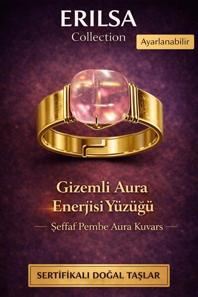 Erilsa Certified Clear Pink Aura Quartz Natural Stone Ring – Mysterious Aura ...