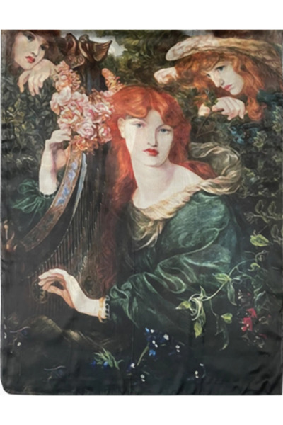 OEM Rossetti's "La Ghirlandata" Silk Scarf, Pre-Raphaelite Style, 70x180 cm