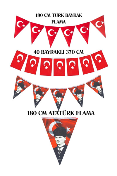 İXOMAN Türk Bayrağı Ve Atatürk Flama Kendinden Dizili Ay Yıldız Bayrak Okul B...