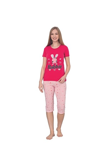 BOYRAZ Γυναικεία βαμβακερή πυτζάμα με στάμπα  "Κουνέλι ", με κοντά μανίκια κα...