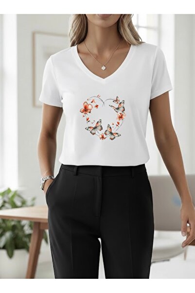 FUFLUNS ΓΥΝΑΙΚΕΙΟ OVERSIZE T-SHIRT ΜΕ ΣΤΑΜΠΑ ΚΑΡΔΙΑ ΑΠΟ ΠΕΤΑΛΟΥΔΕΣ ΚΑΙ ΛΑΜΒΑΝ...