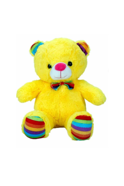 Flower Toys لعبة دب قطيفة بألوان قوس قزح مع شريط ملون 30 سم