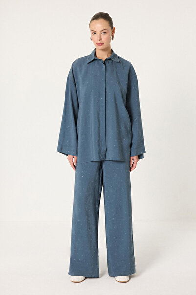 Touché Privé Stone-Embellished Shirt and Pants Modal Set