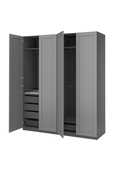 IKEA Koyu Gri Ferah Kapaklı Gardırop 200x60x236 cm