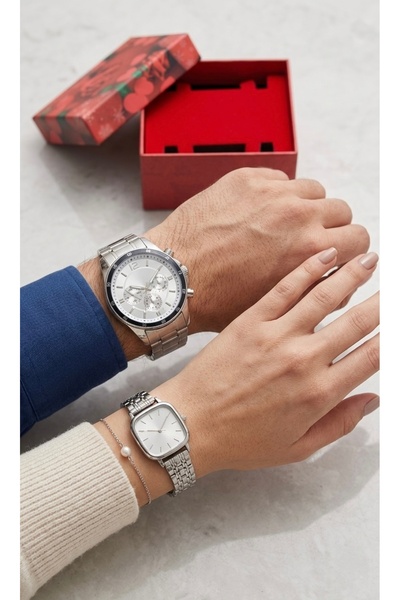Yegane Sevgili Çift Kol Saat Seti Şık Kombin Premium Set