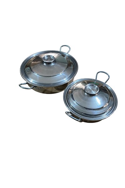 mobilreyon Alüminyum Tava 2 li Set - 24cm ve 28cm - Kızartma, Pilav , Karnıyarık , Kapaklı Kamp Tava