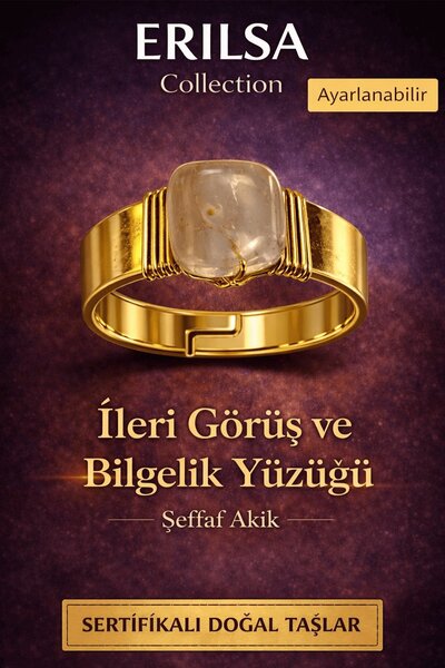 Erilsa خاتم من حجر العقيق الشفاف الطبيعي المعتمد - قابل للتعديل للرؤية البعيد...