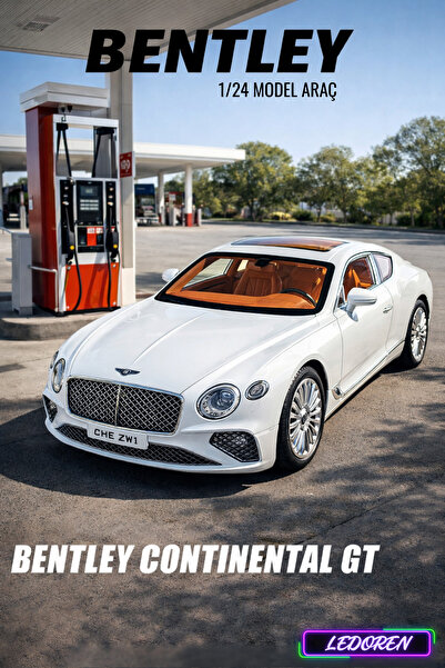 L'eDoren Beyaz Renkli Bentley Continental GT 1/24 Diecast Koleksiyon Maket Mo...