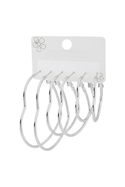 AXXION 6-Piece Heart Earring Set, Large to Small Sizes, Stainless Steel, Silv...