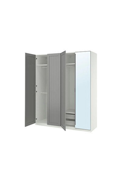 IKEA Beyaz Fonksiyonel Kapaklı Gardırop 200x60x236 cm