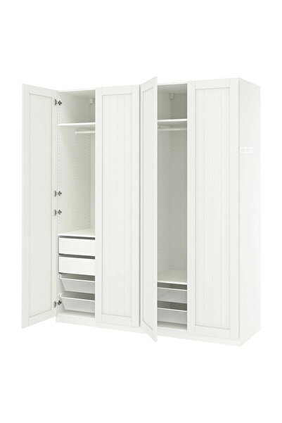 IKEA Beyaz Şık Kapaklı Gardırop 200x60x236 cm
