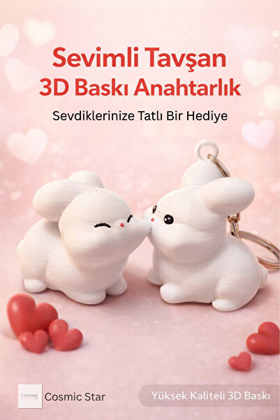 Cosmic Star Cute Sweet Couple Rabbit Figure Keychain |   Gift Keychain for Lo...