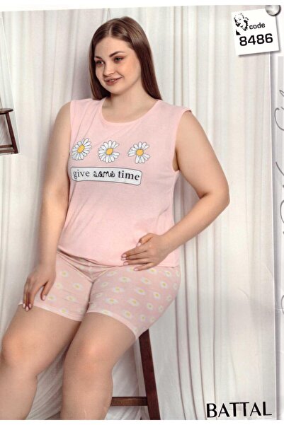 BOYRAZ Pijama damă big size din bumbac, tricou și pantaloni scurți, imprimeu ...