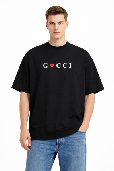 CAMBLYS Unisex Guci̇i̇ Comme Des Garçons Logo Written Front Printed Oversized...