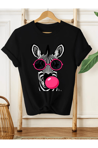 one button Tricou supradimensionat premium cu imprimeu detaliat cu zebră