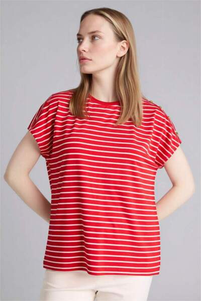 LC Waikiki Striped Short Sleeve T-Shirt