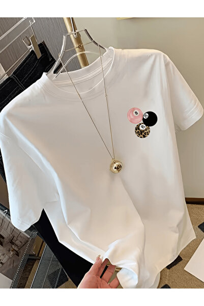 one button Mini Billiards Printed Premium Oversize T-Shirt