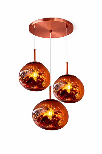 ecodesignline RoseAmber MİX 3’lü Eskitme Sarkıt Avize – Amber , Füme , Bal Ca...