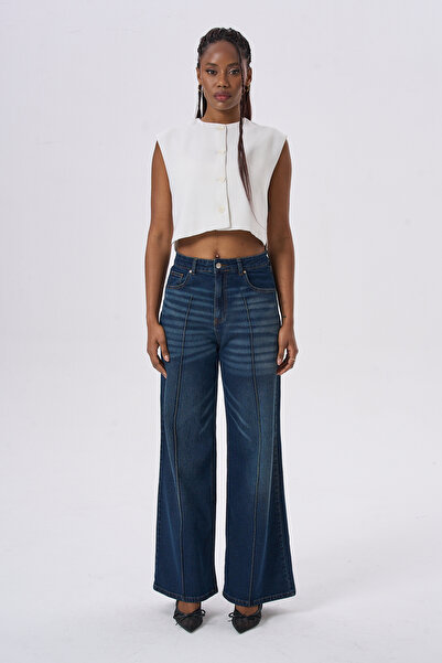 HANIQA White Stitched Jeans