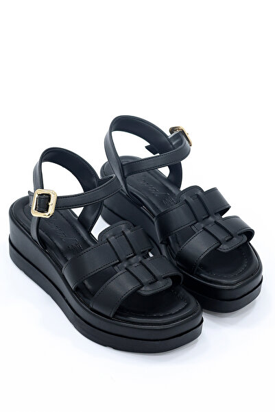 kajal ayakkabı Nvl 400 Ankle Strap Wedge Heeled Sandals