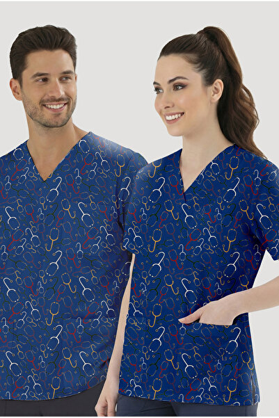 ÇİZGİ MEDİKAL Μπλούζα με σχέδιο στηθοσκοπίου (Ύφασμα Βαμβακερό Λύκρα)