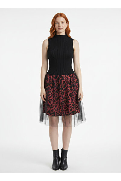 Neden Tekstil Women's Knitwear Slim Fit Mini Dress with Tulle Skirt
