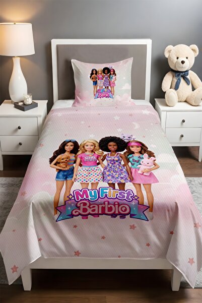 EVPANYA Barbie'nin Arkadaşları Desenli Tek Kişilik Bebek Çocuk Pike Seti