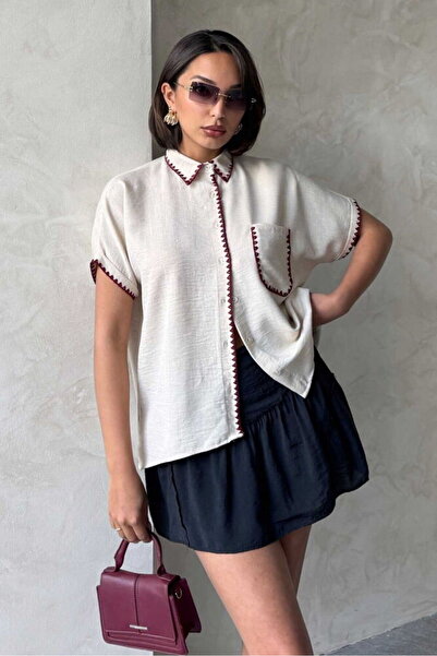 VERYMODA Cămașă din in cusută cu model Stone Shepherd |   D2597