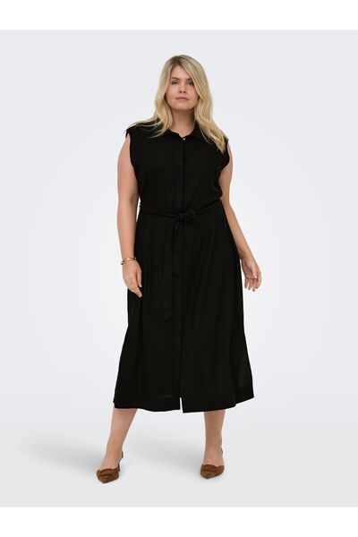 Only Carmakoma Polohemdkleid CARGOA Leinen Langes Kleid