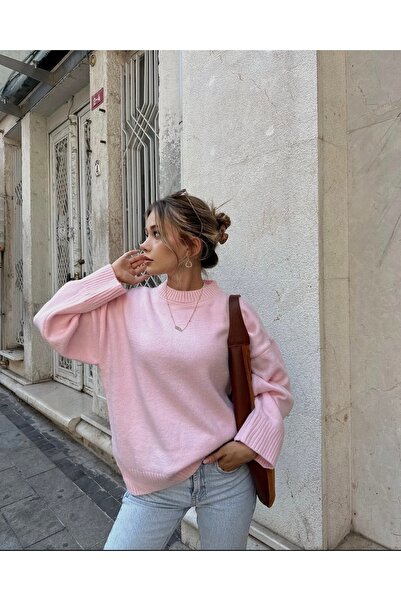 Trend Marfa Soft Texture Crew Neck Oversize Knitwear Sweater