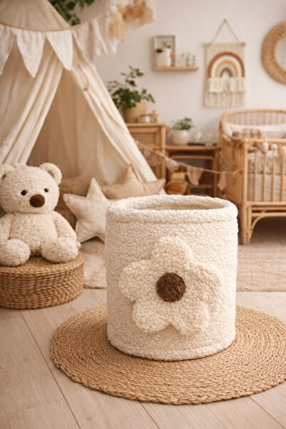 Cherry Bloom Cotton Καλάθι ρούχων από βελούδινο ύφασμα Daisy, Καλάθι παιχνιδι...