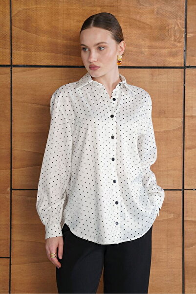 VERYMODA Polka Dot Satin Shirt - Cream |   F2076