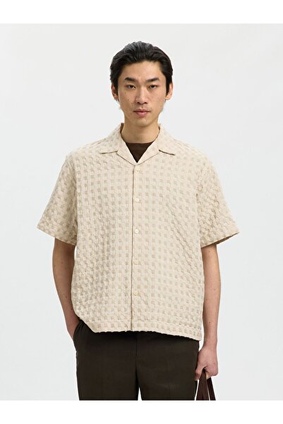 SELECTED Kurzarmhemd Strukturiertes