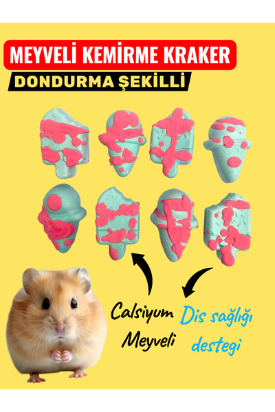 ozzipetshop Dondurma Şekilli Hamster Atıştırmalık Kemirme Taşı Ödülleri Diş S...