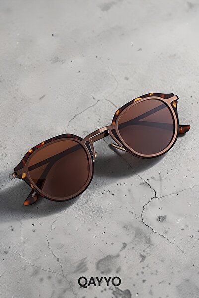 QAYYO Accessories Firoz Leopard Brown Metal Ultra Light Women's Sunglasses wi...