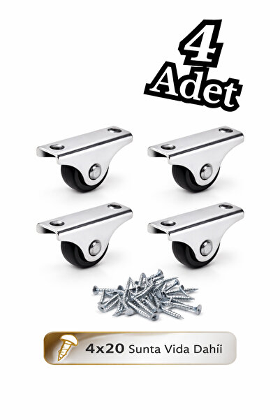 Riyes Tasarım Metal Sabit Mini Tekerlek Set 20 mm – Vidalı Mobilya Tekeri 240...
