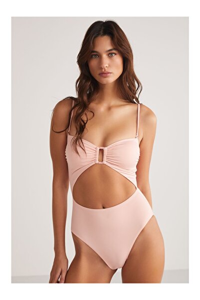 MODA Pink Color Gathering Swimsuit