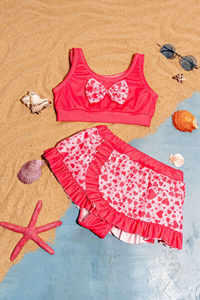 Mono Kids Fiyonk Detaylı Kız Çocuk Mayo Bikini Takım